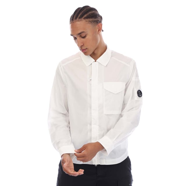 Men's C.P. Company Chrome-R Full Zip Overshirt in White