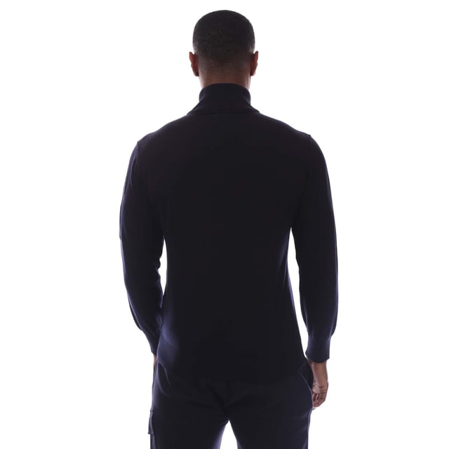 Men's C.P. Company Extrafine Merino Wool Half-Zip Sweater in Navy