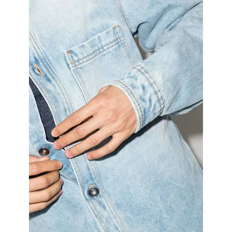 Negative Mark Bleach-effect Denim Shirt