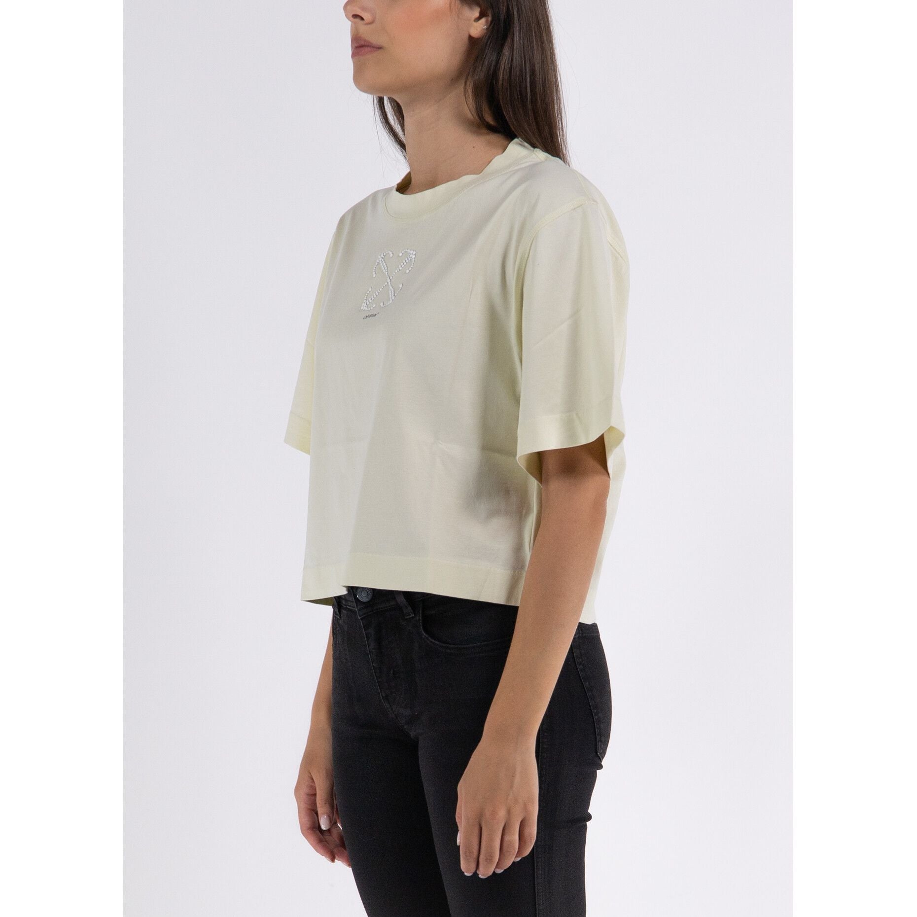T-SHIRT SMALL ARROW PEARLS CROP