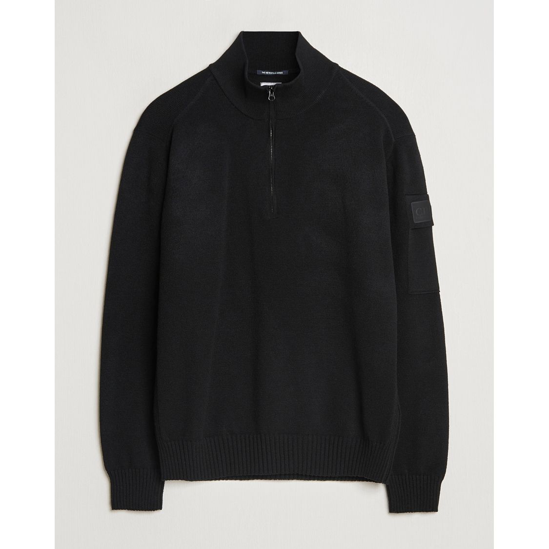Metropolis Knitted Wool Half Zip Black