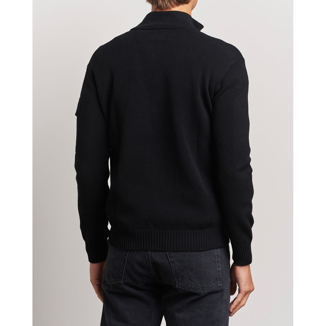 Metropolis Knitted Wool Half Zip Black