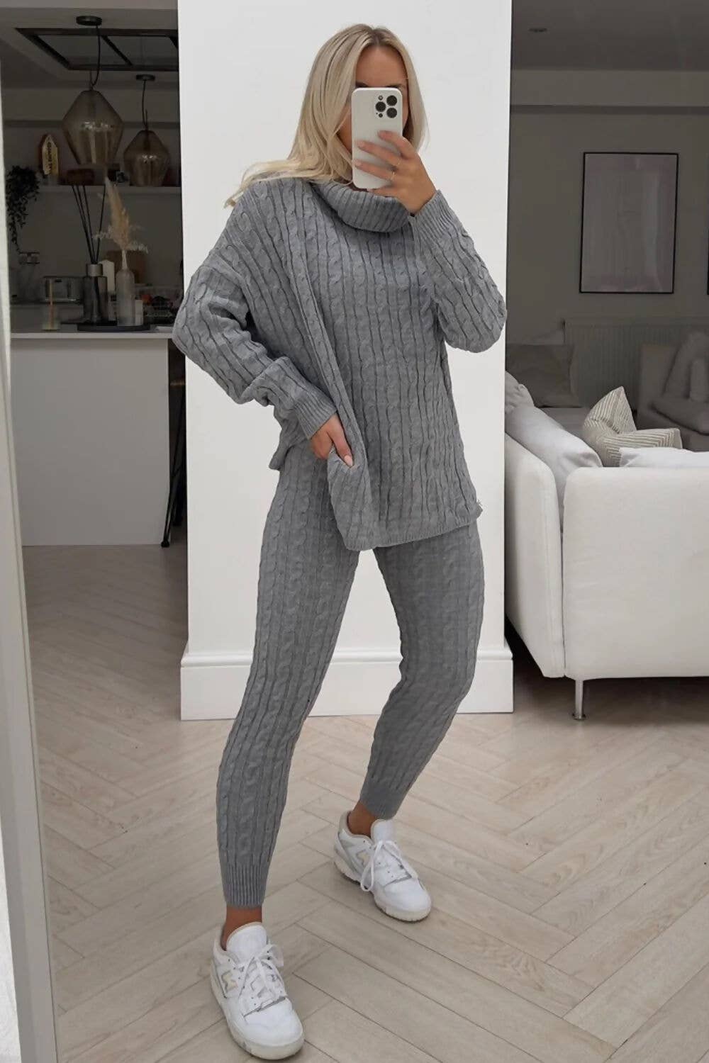 Roll Neck Cable Knit Jumper & Legging Set