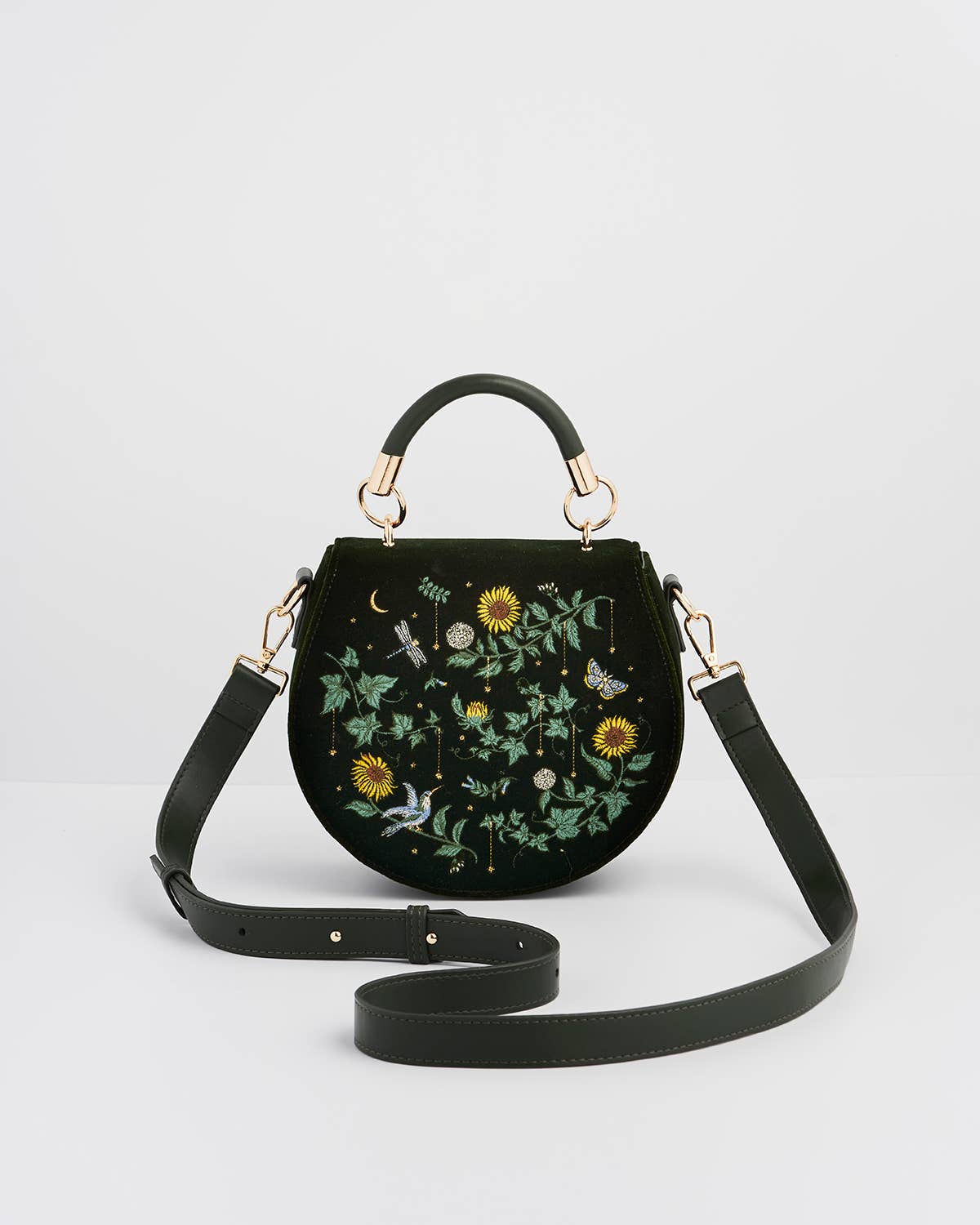 Velvet Sunflower Mini Top Handle Bag