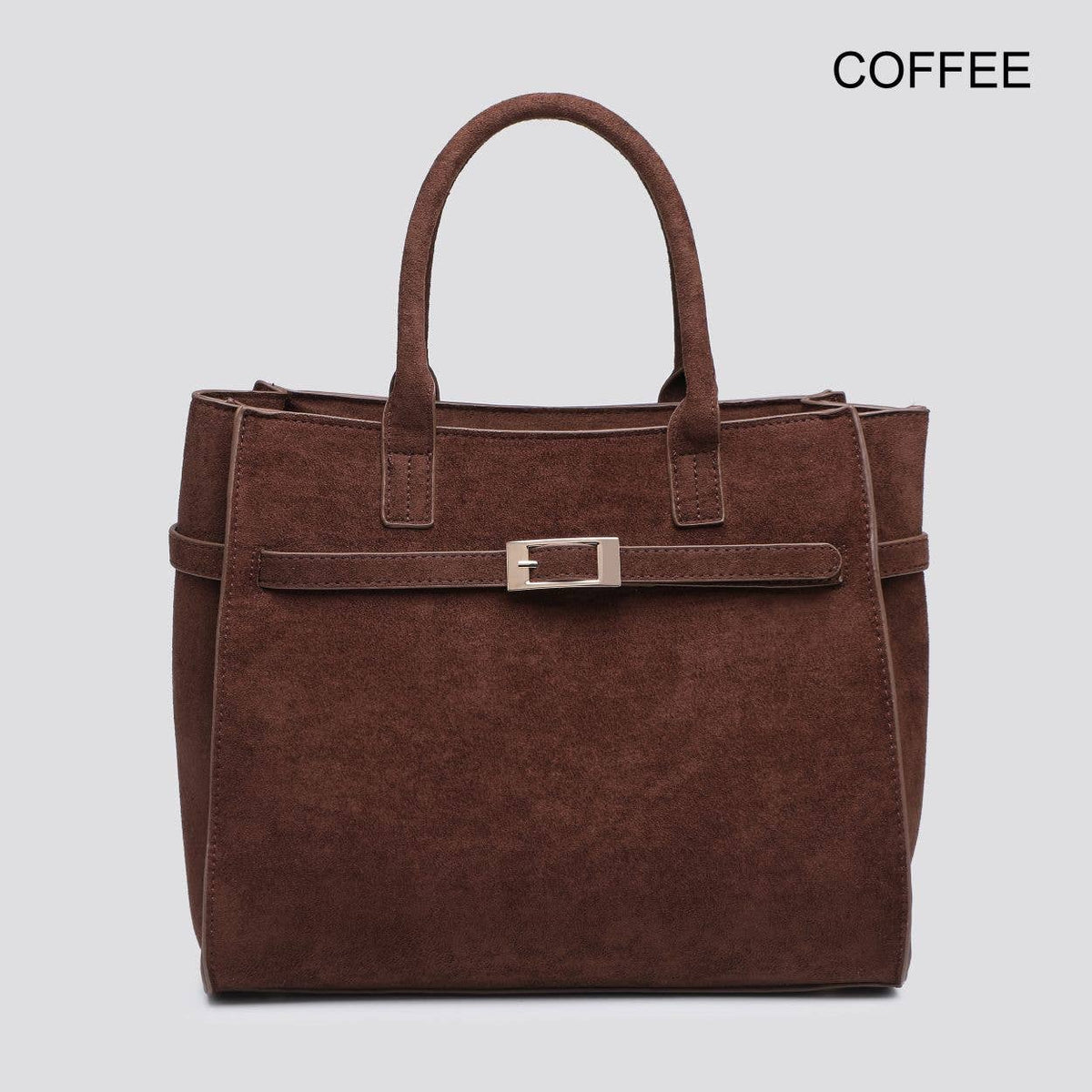 Premium Faux Suede Top Handle Bag
