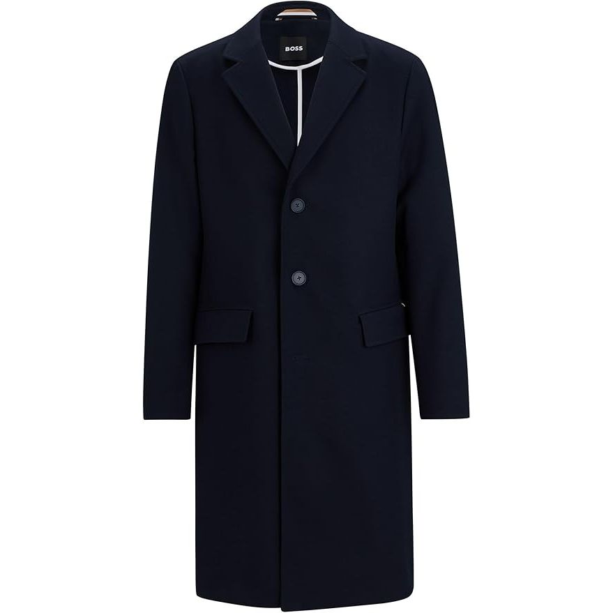 BOSS Mens C-Hyde-Flaps-HL-241 Cotton-blend coat in a slim fit
