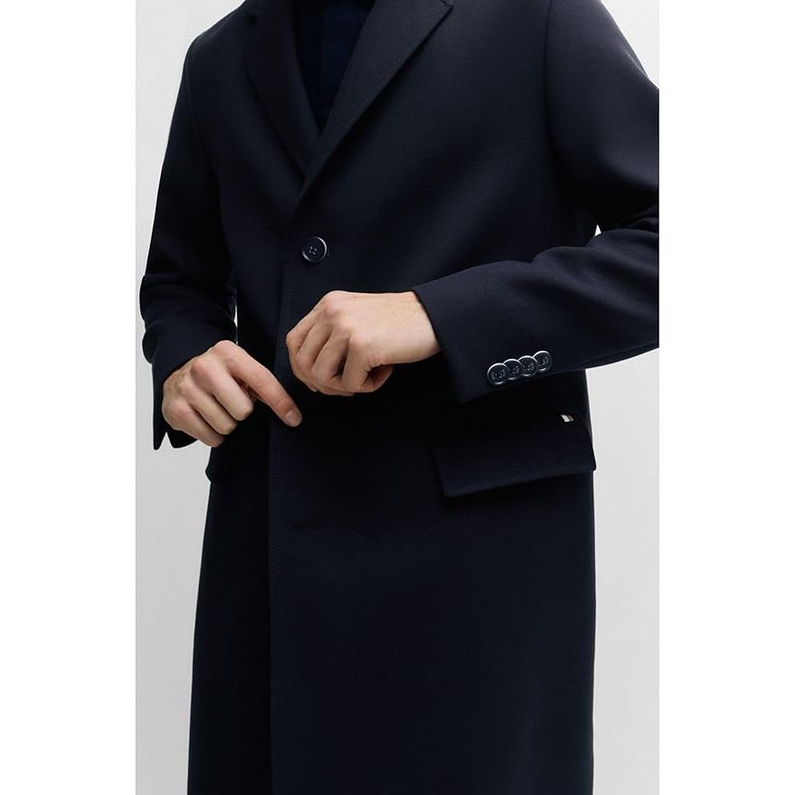 BOSS Mens C-Hyde-Flaps-HL-241 Cotton-blend coat in a slim fit