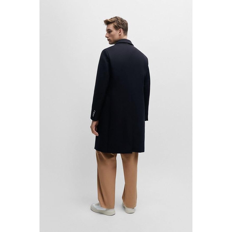 BOSS Mens C-Hyde-Flaps-HL-241 Cotton-blend coat in a slim fit
