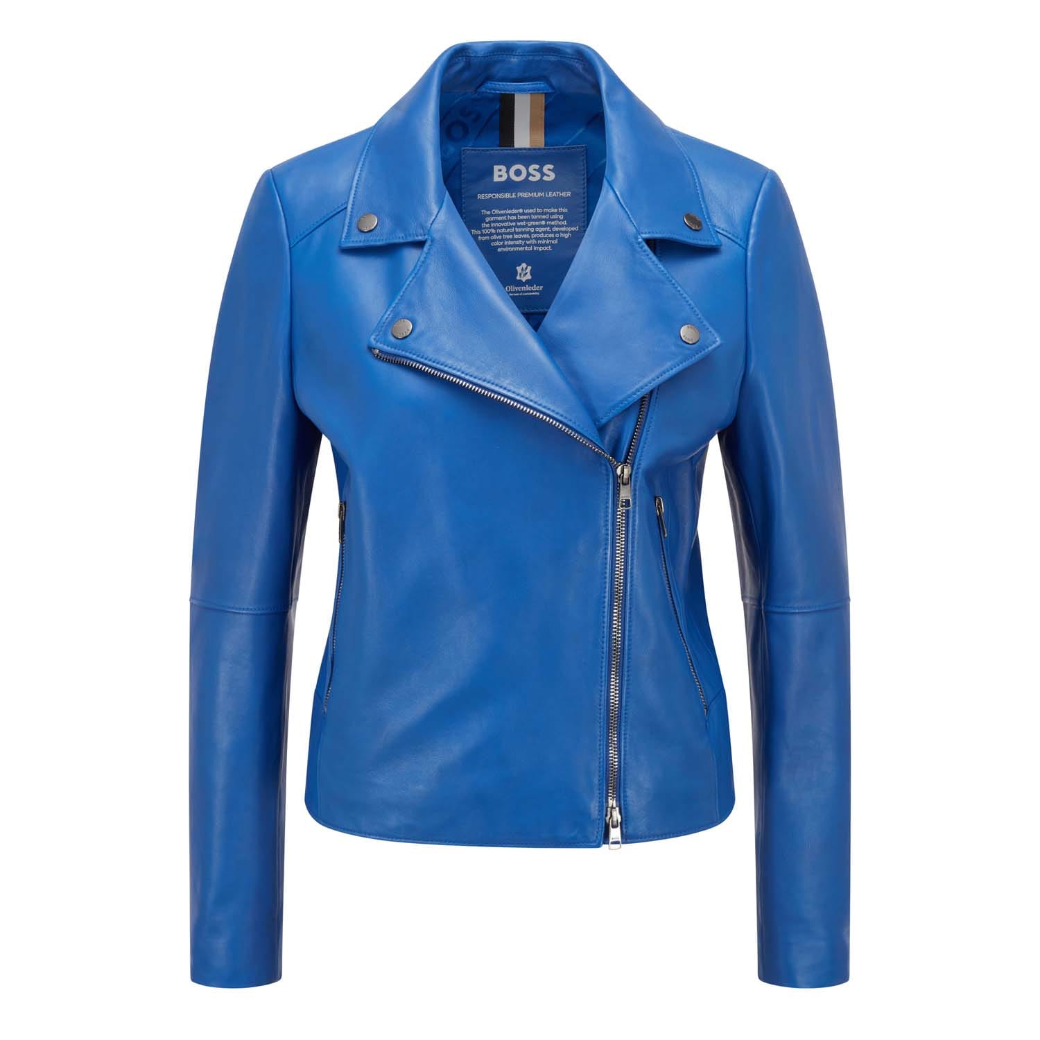 Boss C_Saleli Leather Jacket in Blue