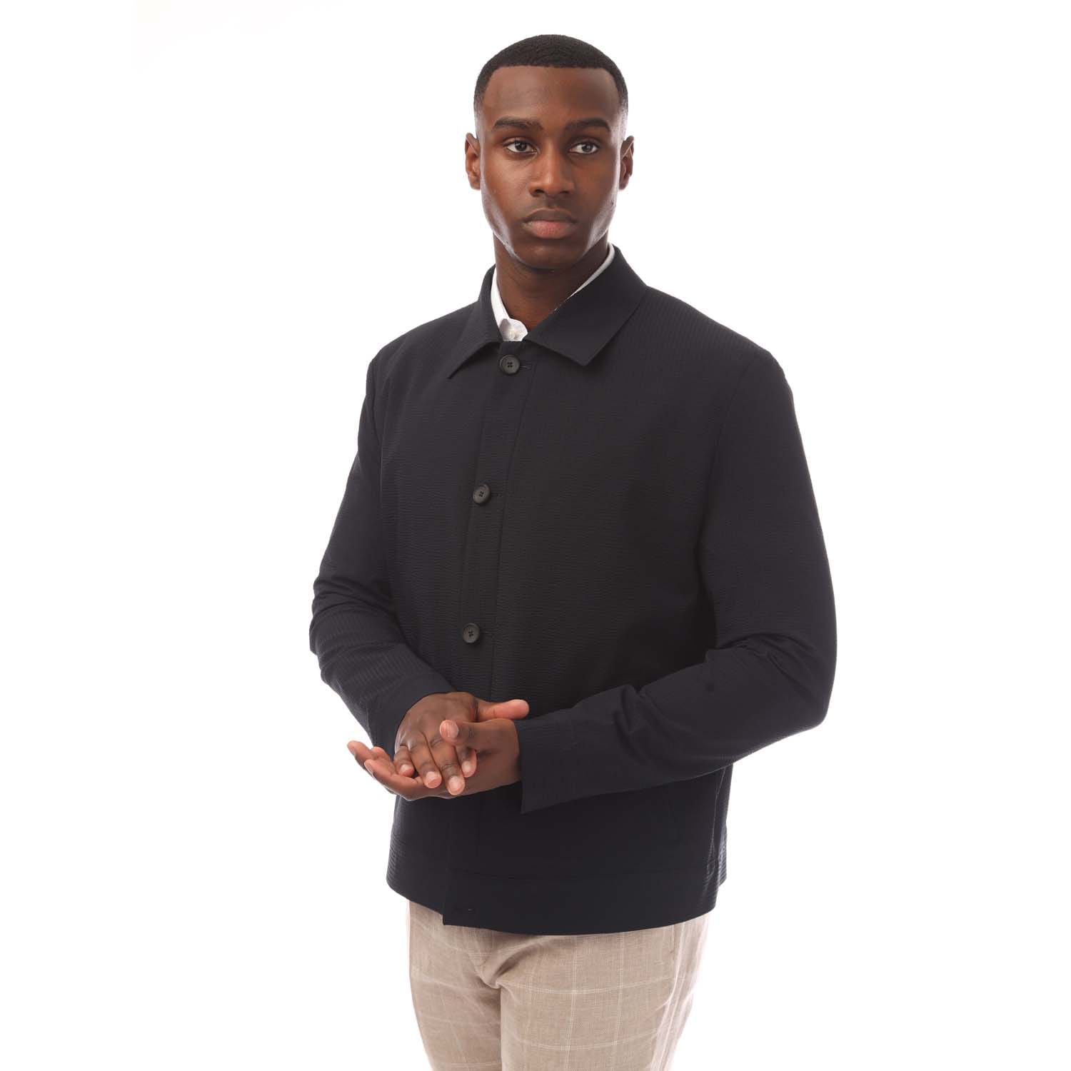 Hugo Hellys Slim-Fit Overshirt in Dark Blue