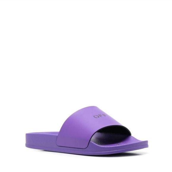 OFF-WHITE purple Slide Sandals- Off-white Off Stamp Slider Lilac Black