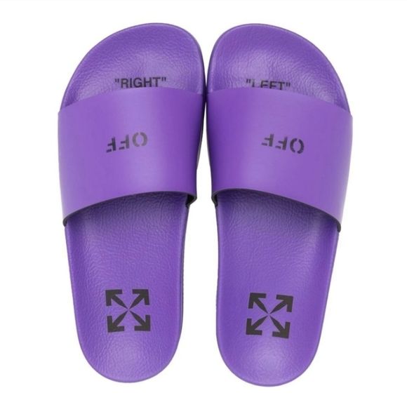 OFF-WHITE purple Slide Sandals- Off-white Off Stamp Slider Lilac Black