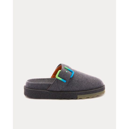 Off-White - Flannel Spongesole Melange Grey / Army Green Clogs