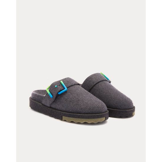 Off-White - Flannel Spongesole Melange Grey / Army Green Clogs
