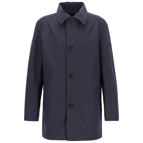 BOSS - Tailored Blue Wool Insulated Button Down Coat