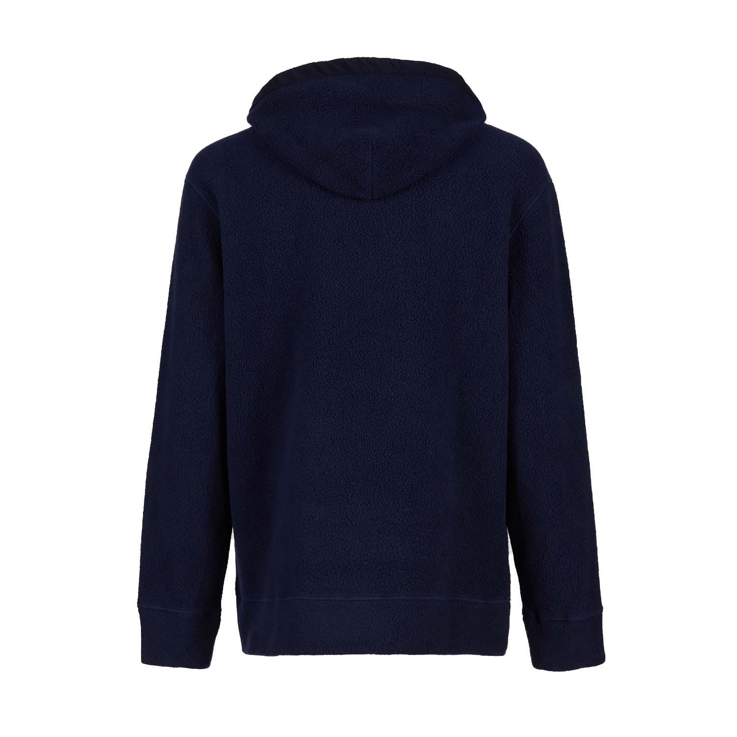C.P. Company Wool Polar Fleece Logo Hoodie in Dark Blue