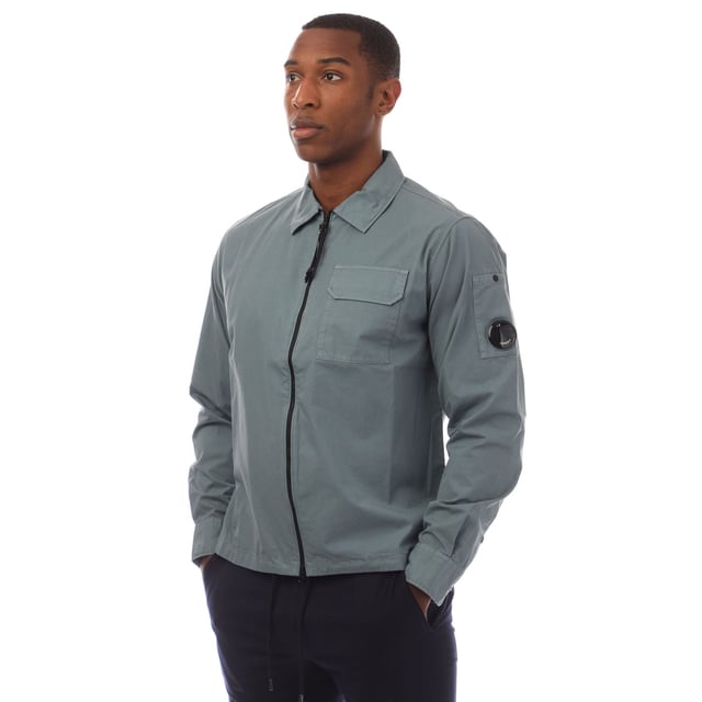 Men's C.P. Company Organic Gabardine Full Zip Overshirt in Grey