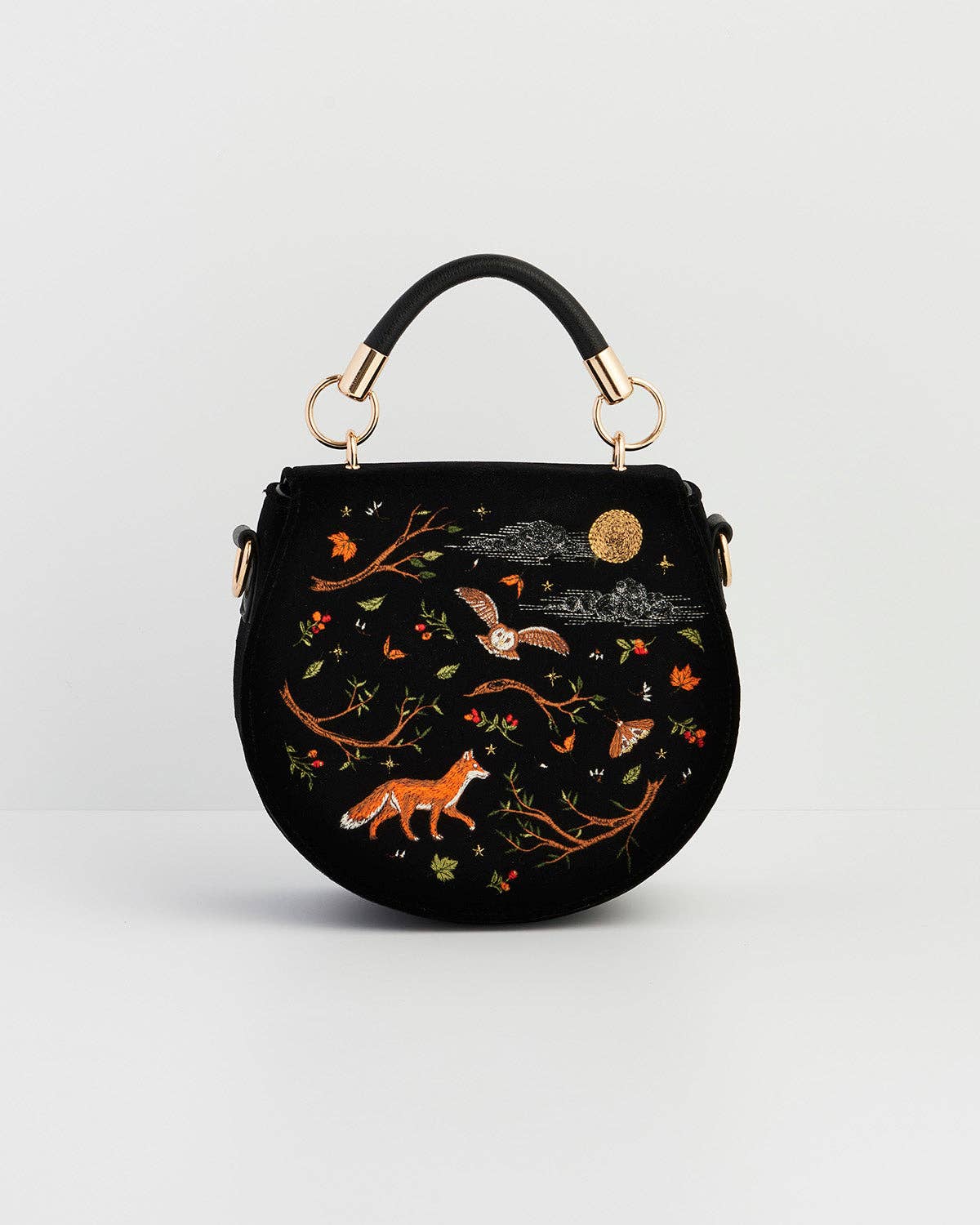 Woodland Embroidered Saddle Bag