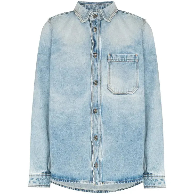 Negative Mark Bleach-effect Denim Shirt