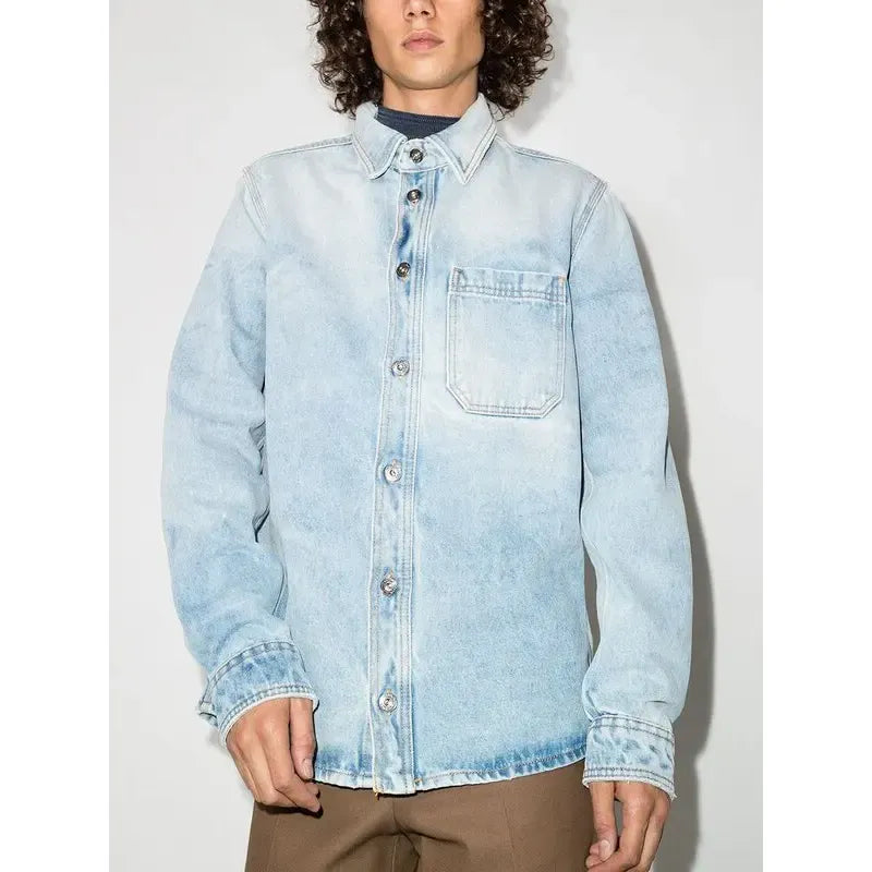 Negative Mark Bleach-effect Denim Shirt