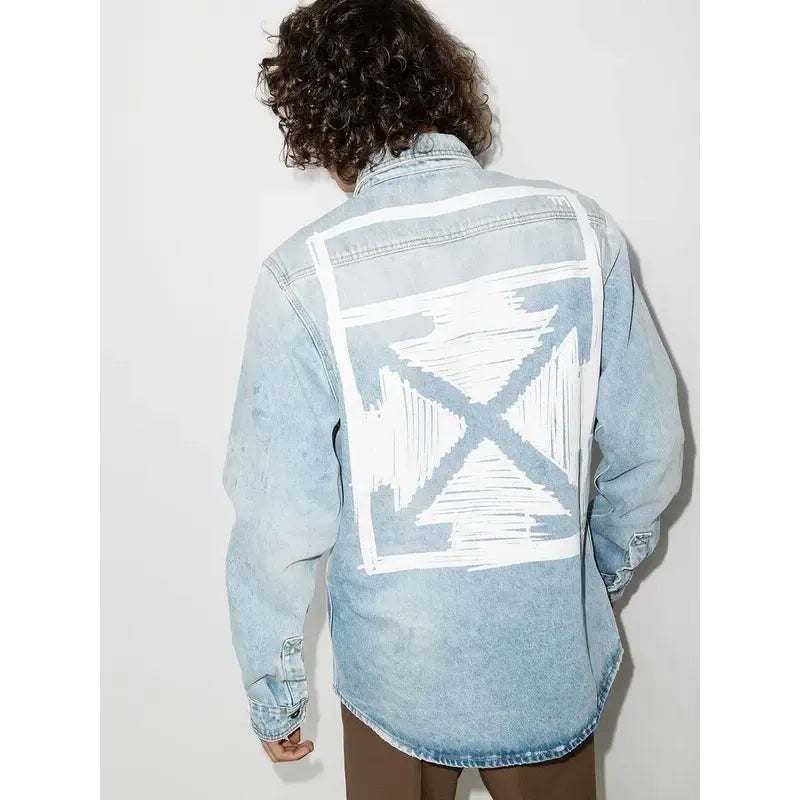 Negative Mark Bleach-effect Denim Shirt