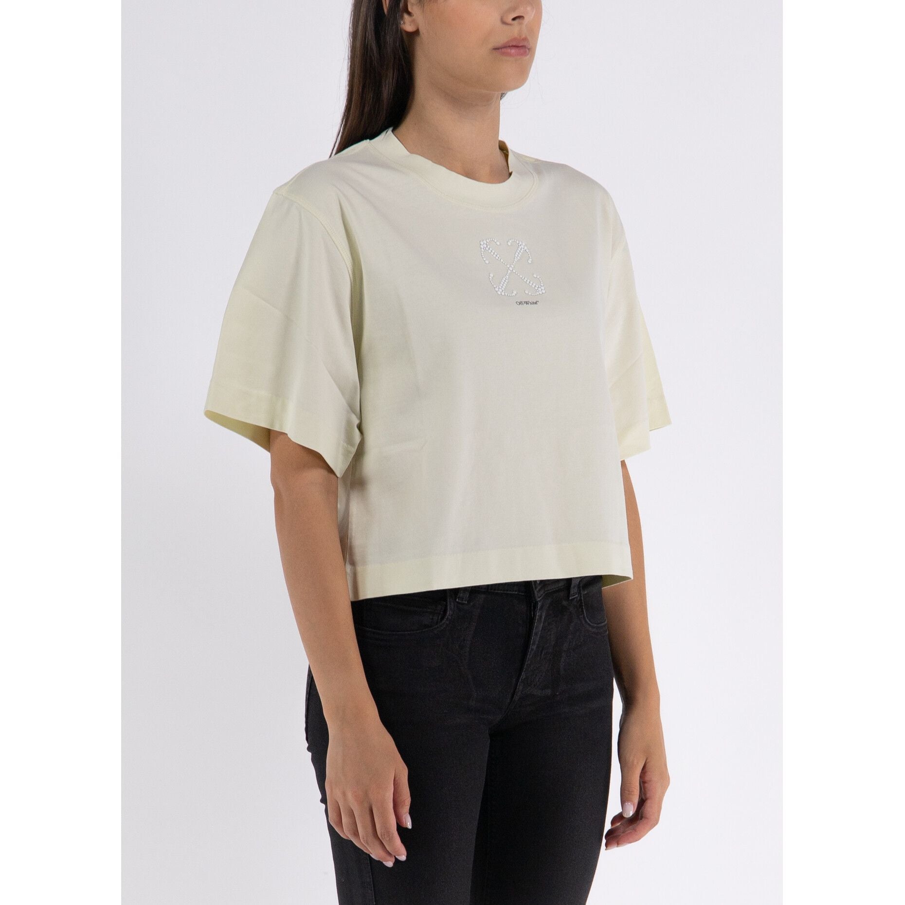 T-SHIRT SMALL ARROW PEARLS CROP