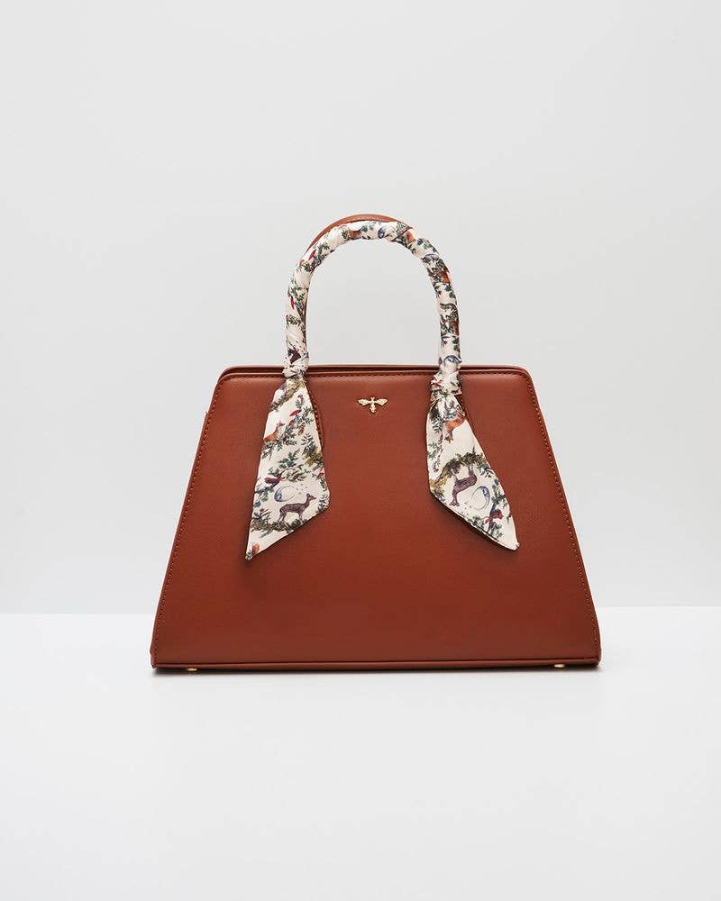 Harvest Tan Tote with Silk Scarf
