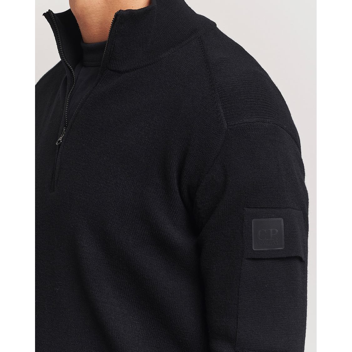 Metropolis Knitted Wool Half Zip Black