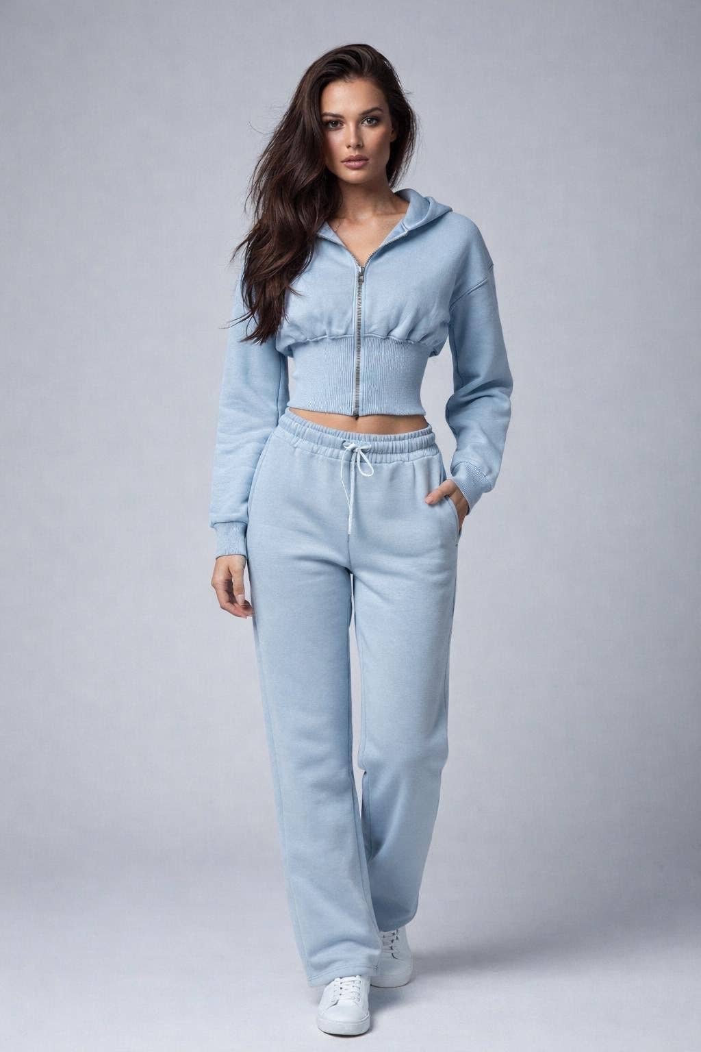 Cropped Zip Hoodie & Wide Leg Jogger Co-Ord