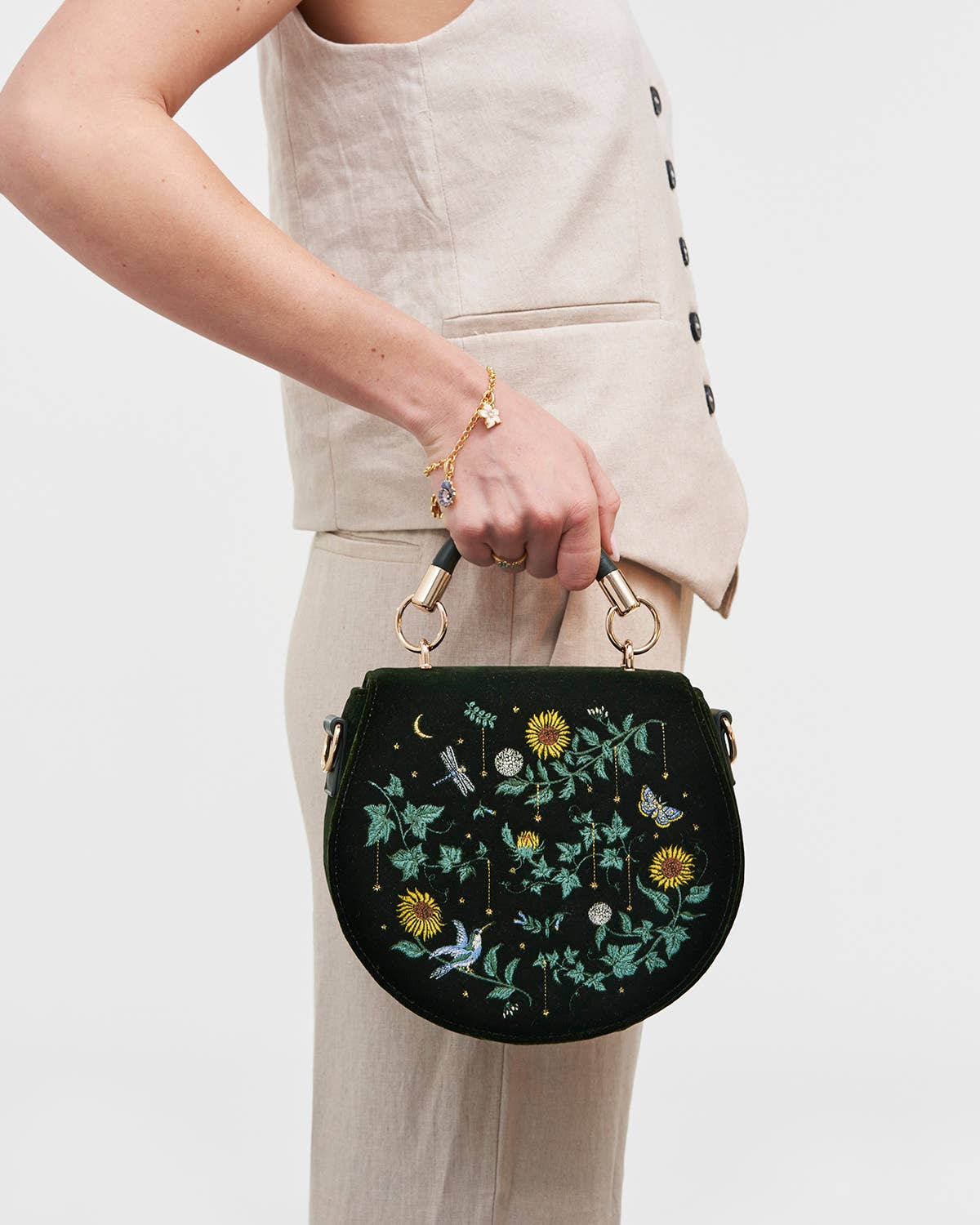 Velvet Sunflower Mini Top Handle Bag