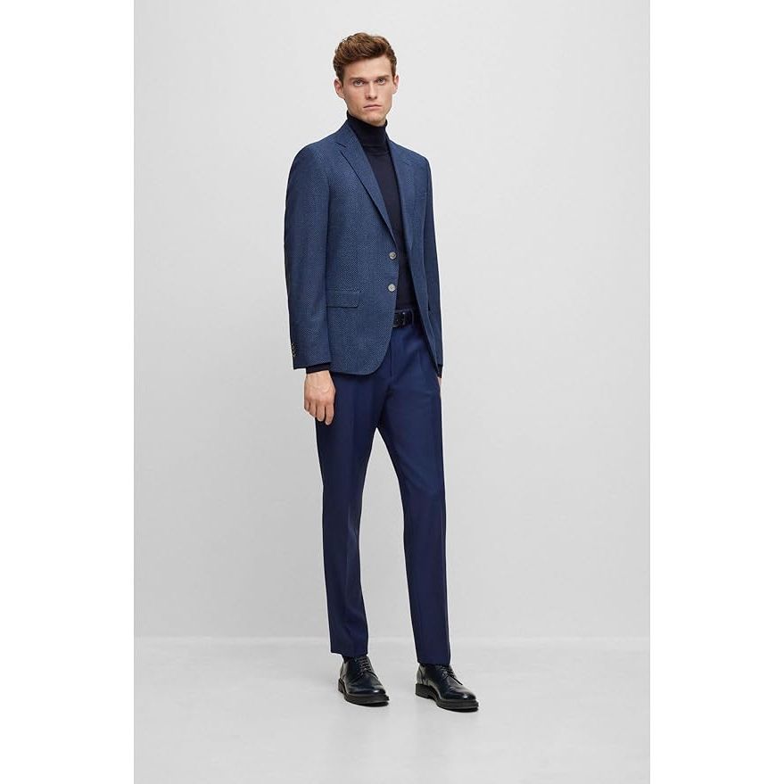 BOSS Mens H-Hutson-Elbow-233 Slim-fit Jacket in a Micro-Patterned Cotton Blend