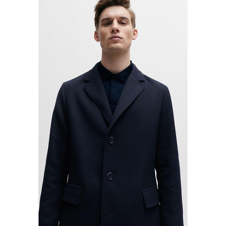 BOSS Mens C-Hyde-Flaps-HL-241 Cotton-blend coat in a slim fit
