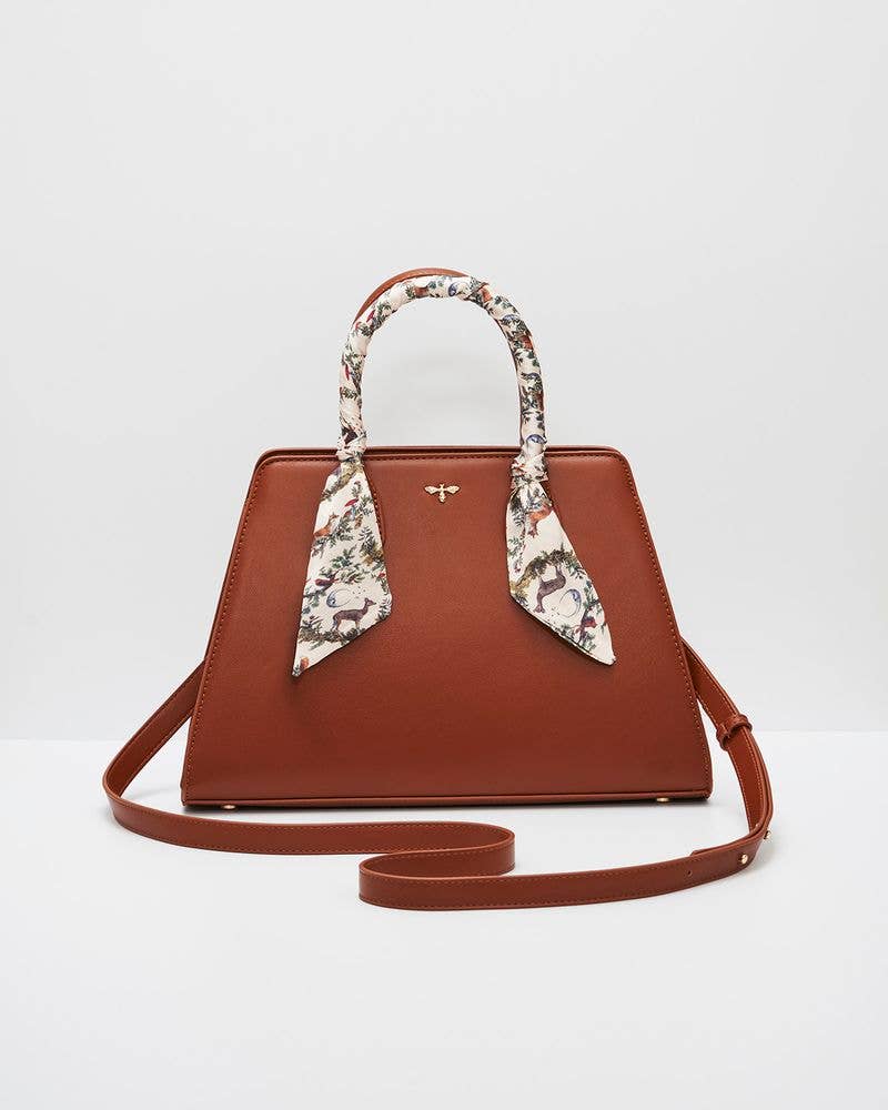 Harvest Tan Tote with Silk Scarf