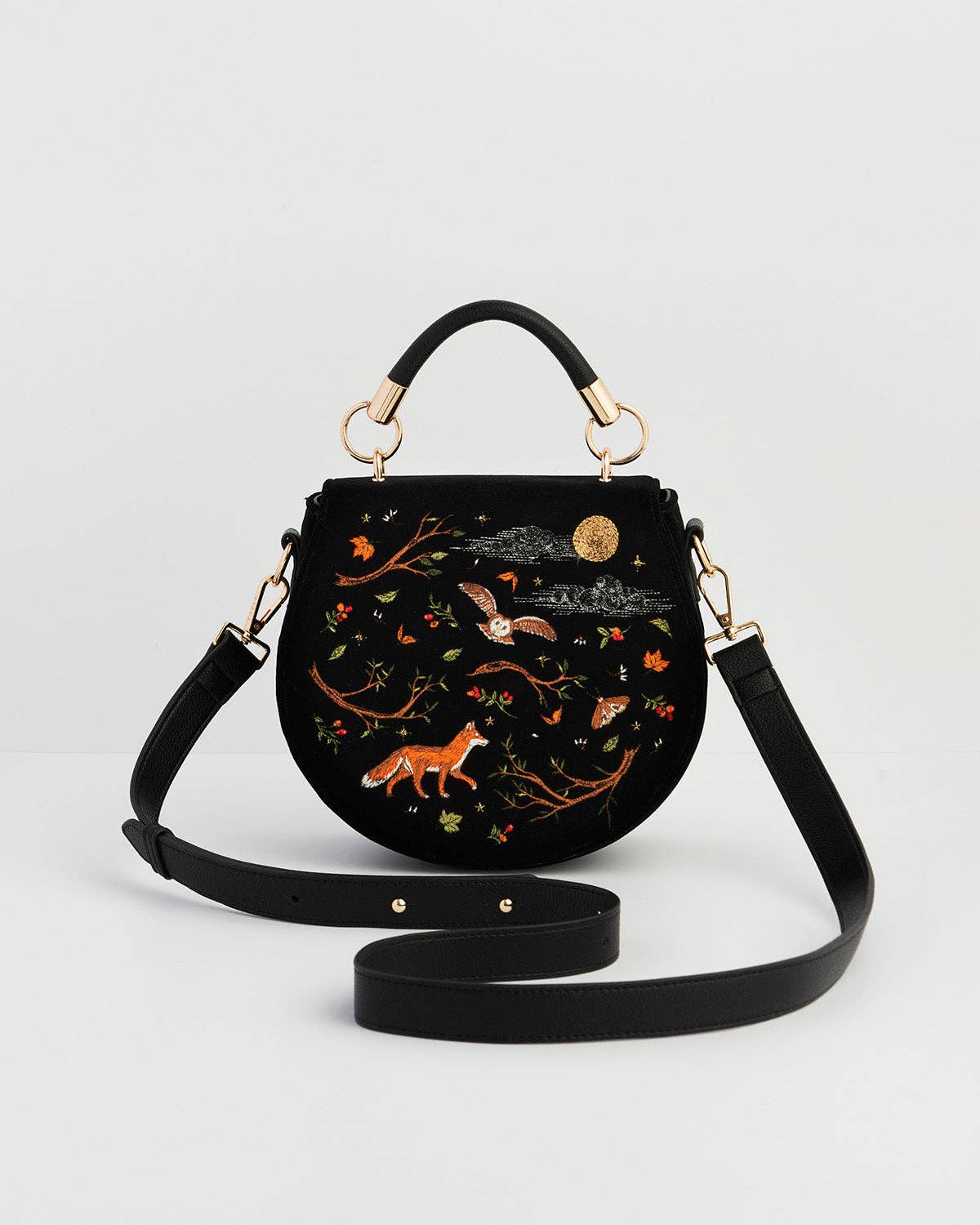 Woodland Embroidered Saddle Bag