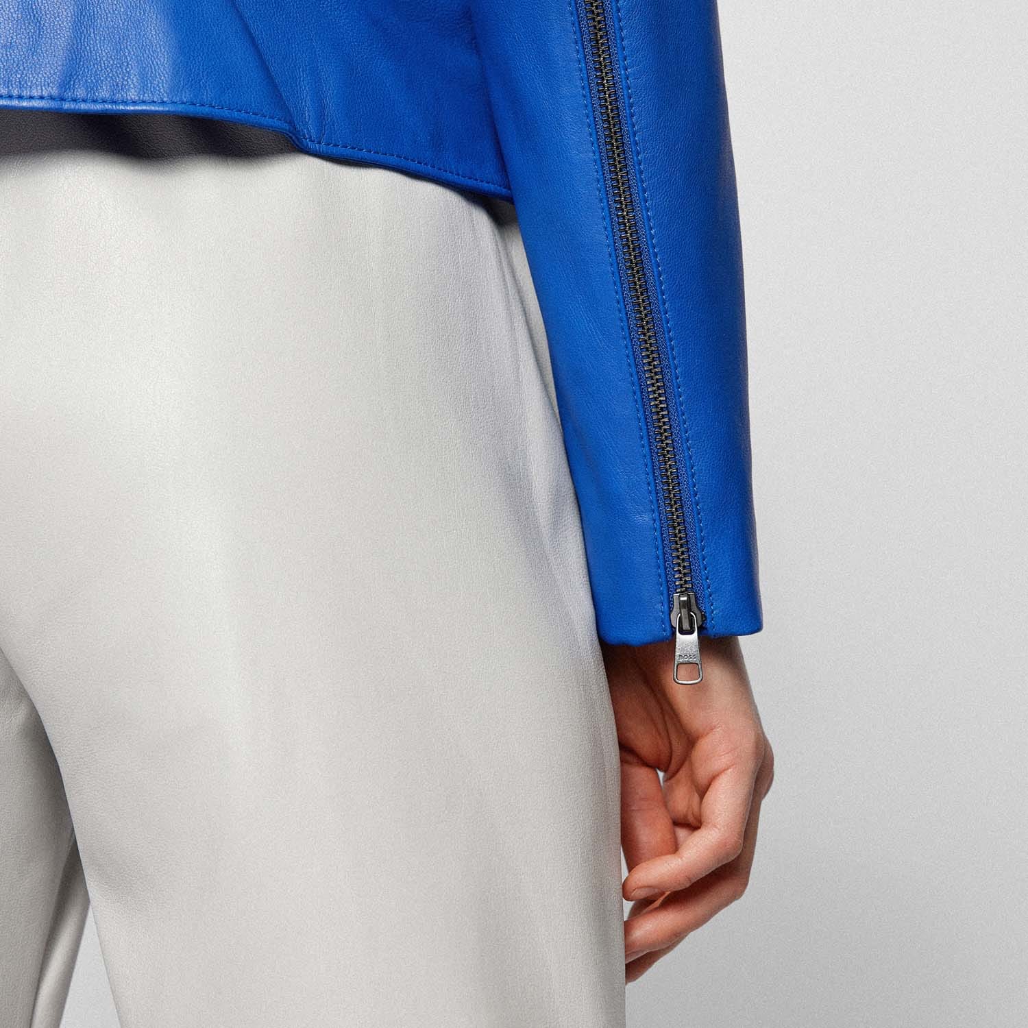 Boss C_Saleli Leather Jacket in Blue