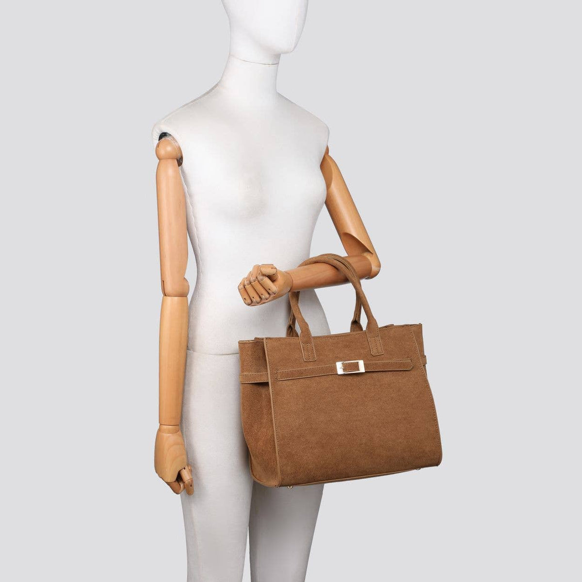 Premium Faux Suede Top Handle Bag