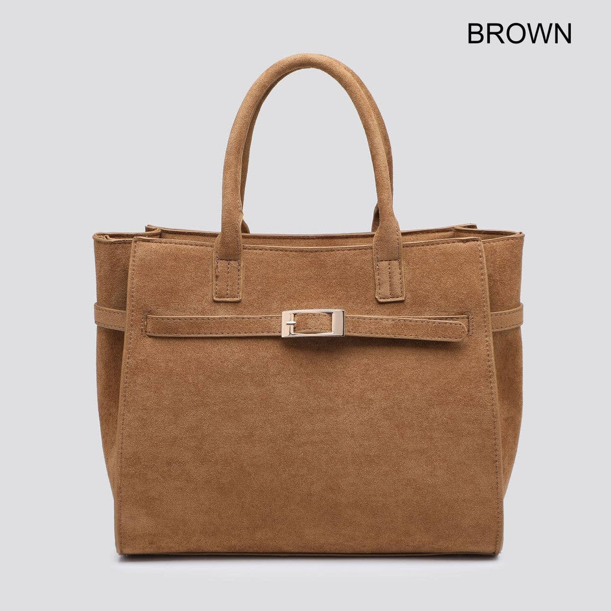 Premium Faux Suede Top Handle Bag