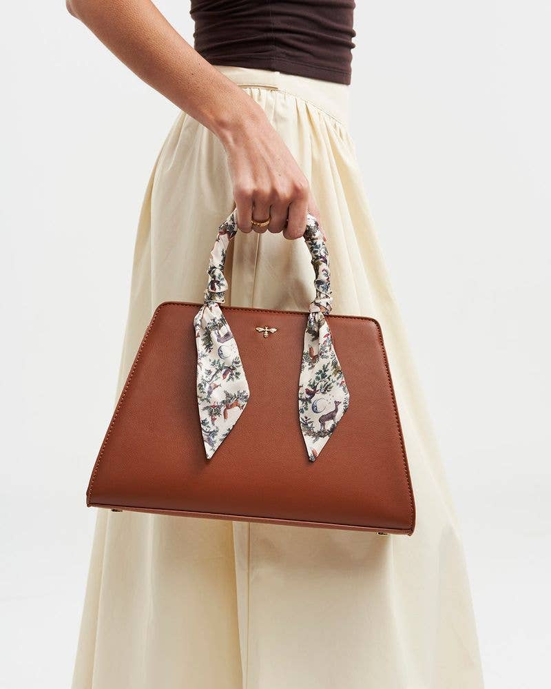 Harvest Tan Tote with Silk Scarf