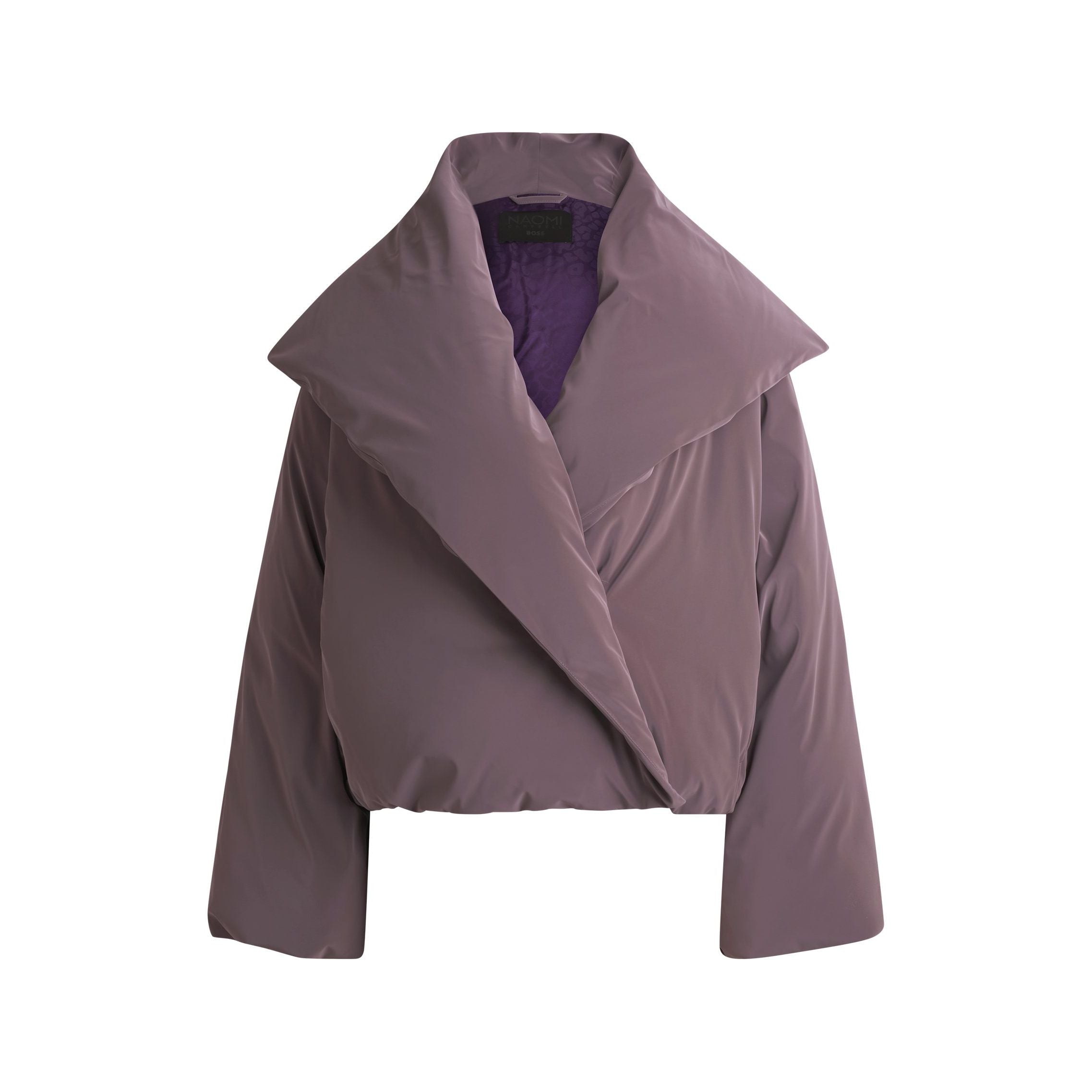 NAOMI x BOSS cropped down jacket in velvet-touch fabric