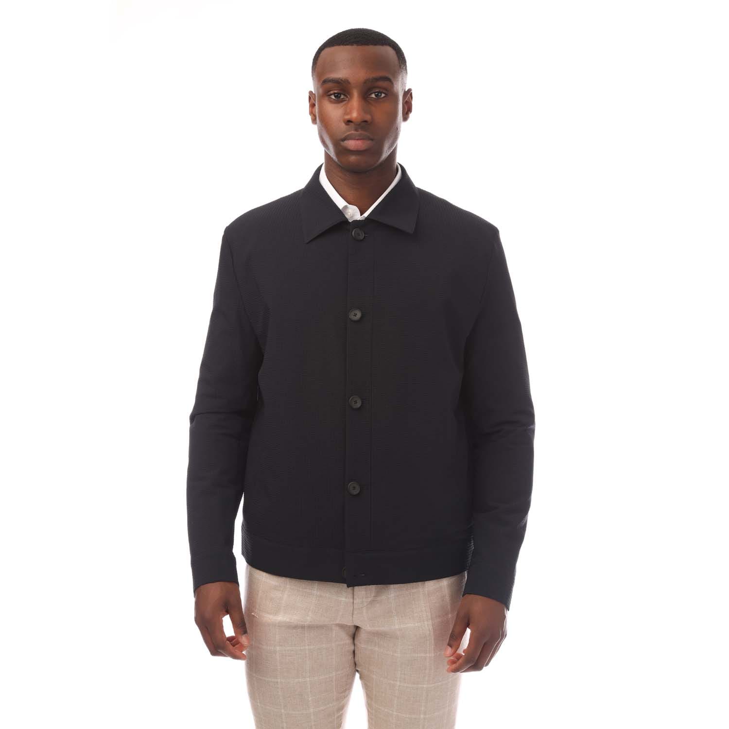 Hugo Hellys Slim-Fit Overshirt in Dark Blue