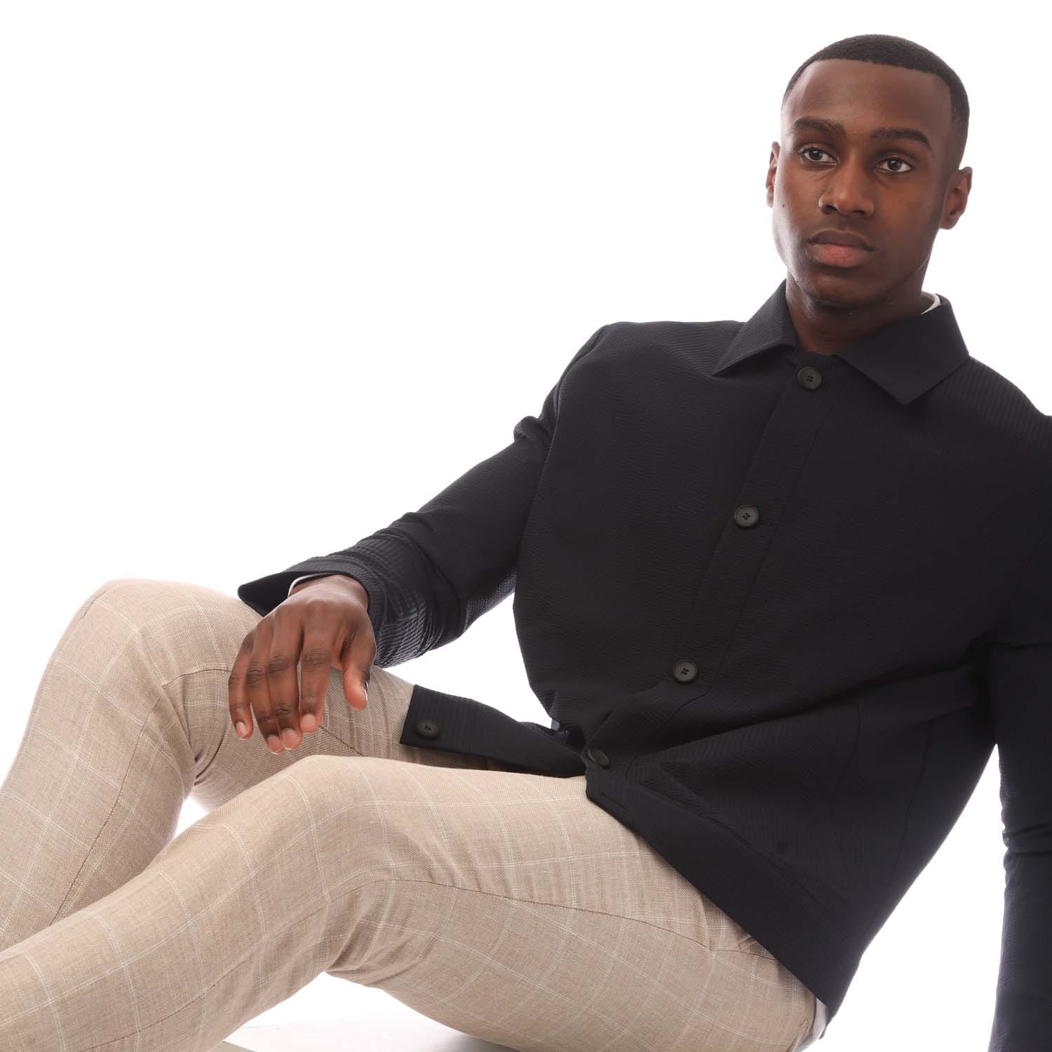 Hugo Hellys Slim-Fit Overshirt in Dark Blue