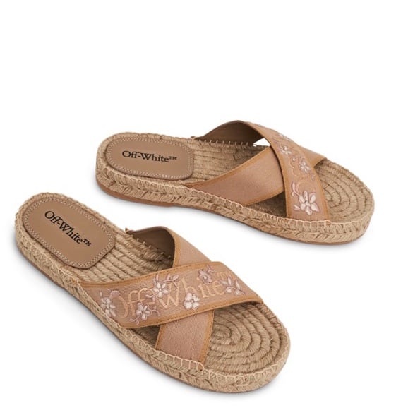 NIB OFF-WHITE Romantic Criss Cross Espadrilles Slides Shoes Beige EU 37 US 6 1/2