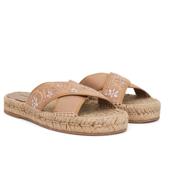 NIB OFF-WHITE Romantic Criss Cross Espadrilles Slides Shoes Beige EU 37 US 6 1/2