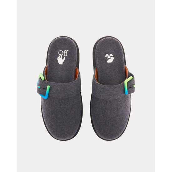 Off-White - Flannel Spongesole Melange Grey / Army Green Clogs