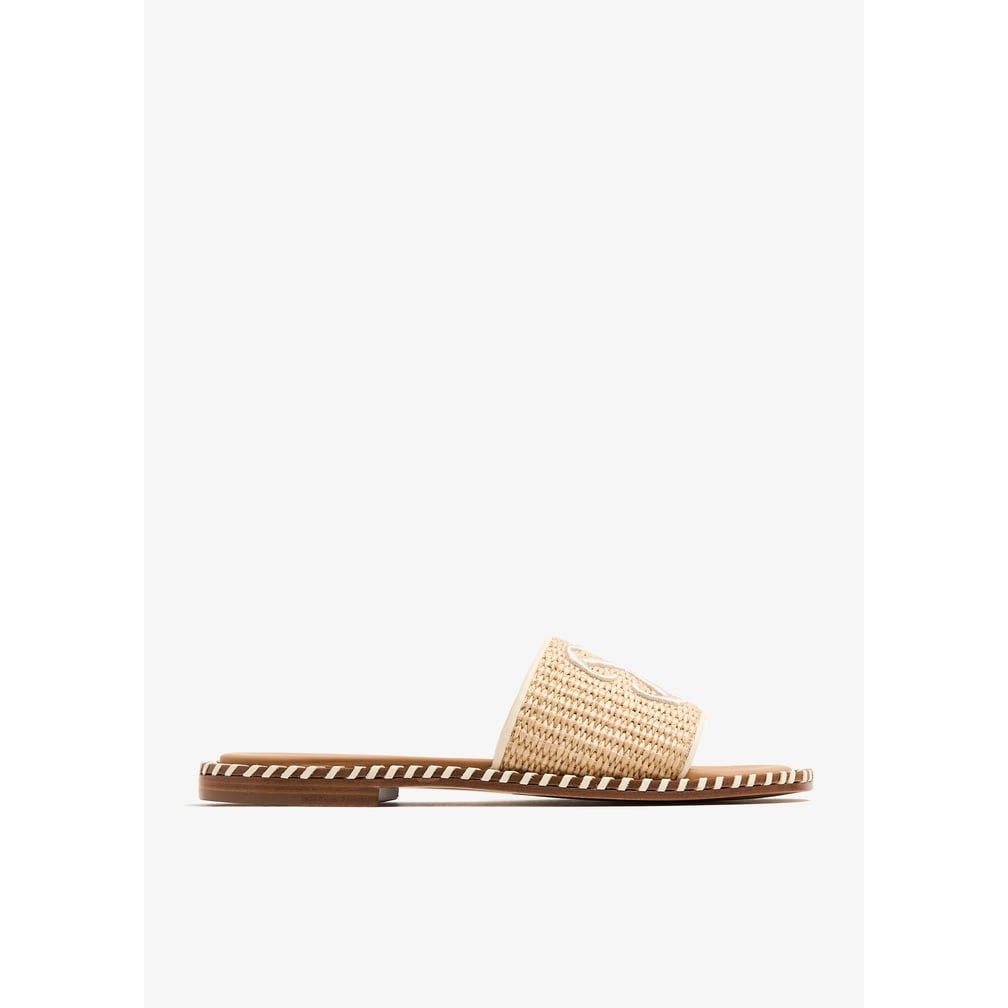 Twist Raffia Arrow slide sandals
