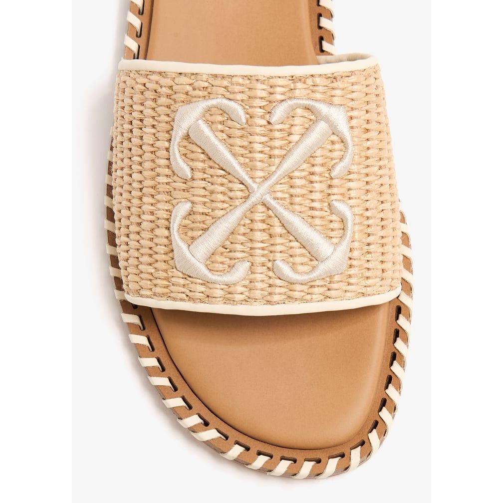Twist Raffia Arrow slide sandals