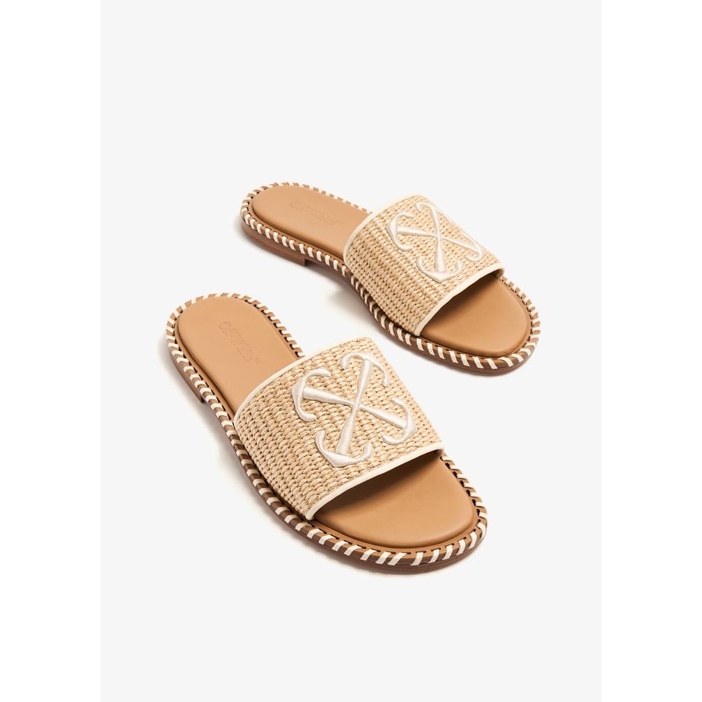 Twist Raffia Arrow slide sandals